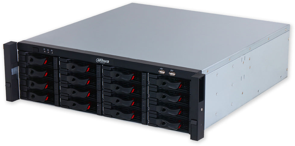128 kanálů, 32Mpix, 16xHDD (až 320TB), RAID, 4x LAN, USB, HDMI, VGA
