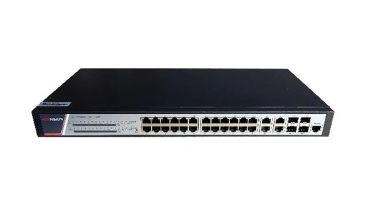 28/24 PoE switch, 24x PoE 1Gbps, 4x uplink 1Gbps, 4x SFP,1x cons.port, max.370W