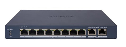 10/8 PoE switch, 8x PoE 100Mbps, manag., 2x uplink 1Gbps, max.60W