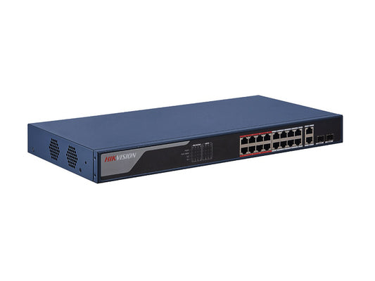 18/16 PoE switch, 16x PoE 100Mbps, 2x uplink 1Gbps, 2x SFP, manag., max.230W