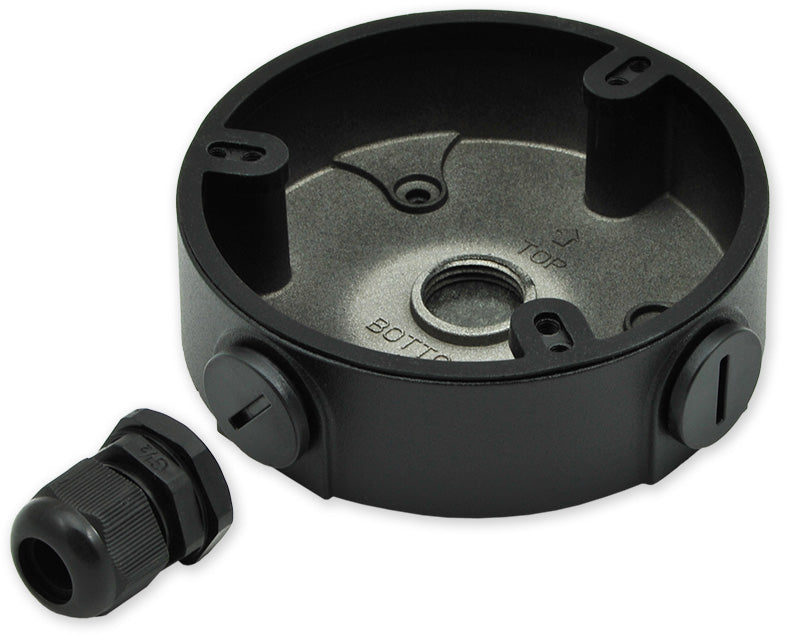 černý zapojovací box kulatý, průměr 110 mm