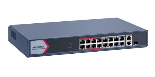 19/16 PoE switch, 16x PoE 100Mbps, 2x uplink 1Gbps, 1x SFP, manag.,max.130W