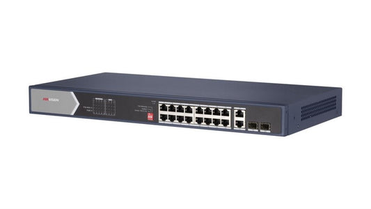18/16 PoE switch, 16x PoE 1Gbps, 2x uplink 1Gbps, 2x SFP, max.225W