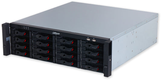 128 kanálů, 32Mpix, 16xHDD (až 320TB), RAID, 4x LAN, USB, HDMI, VGA