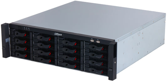 64 kanálů, 32Mpix, 16xHDD (až 320TB), RAID, 4x LAN, USB, HDMI, VGA