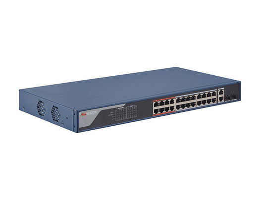 26/24 PoE switch, 24x PoE 100Mbps, 2x uplink 1Gbps, 2x SFP, manag.,max